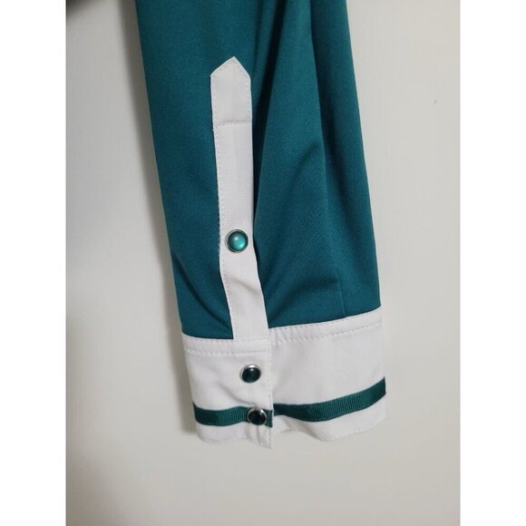 ASMAR Equestrian Show Jacket Teal White Zip Up Riding Shirt - Picture 7 of 8
